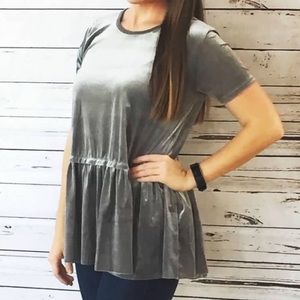 Slate velvet blouse